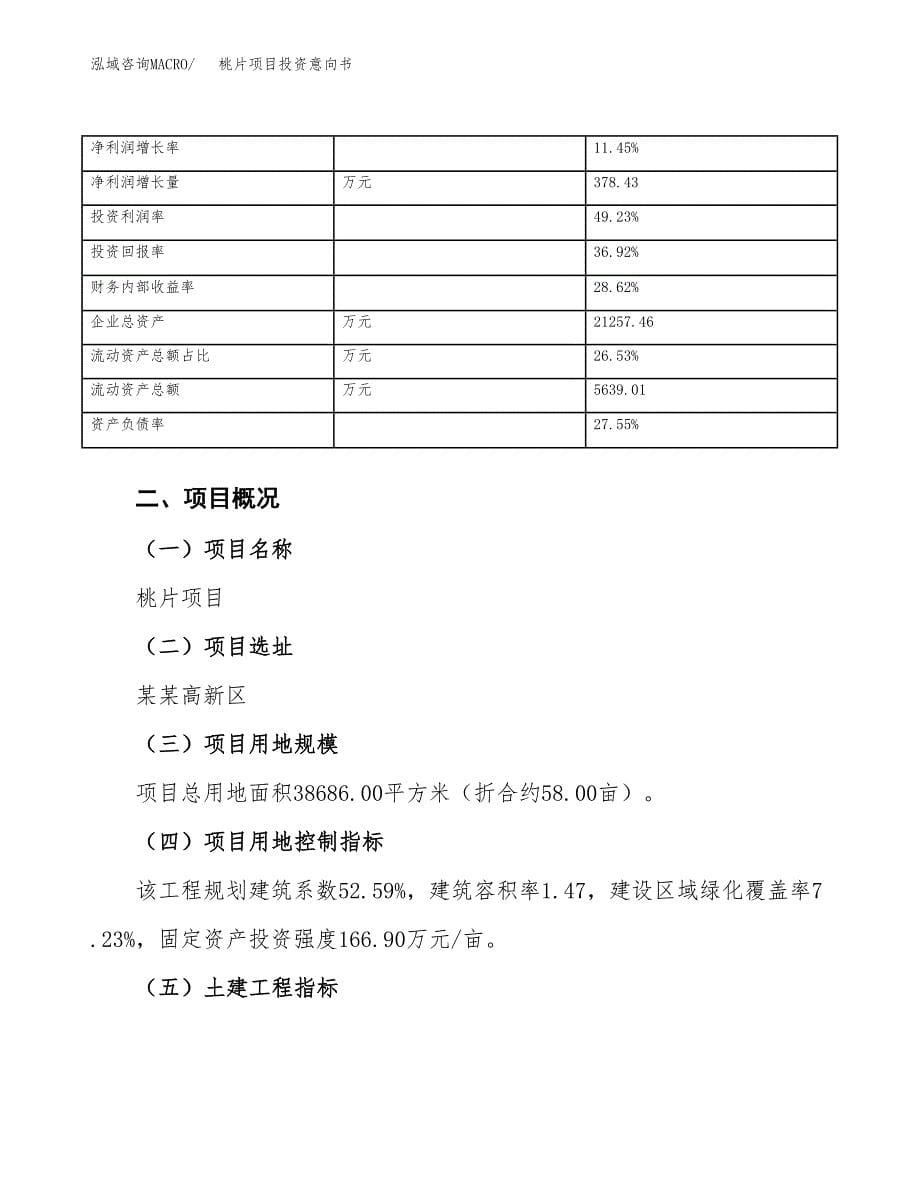 桃片项目投资意向书(总投资13000万元)_第5页