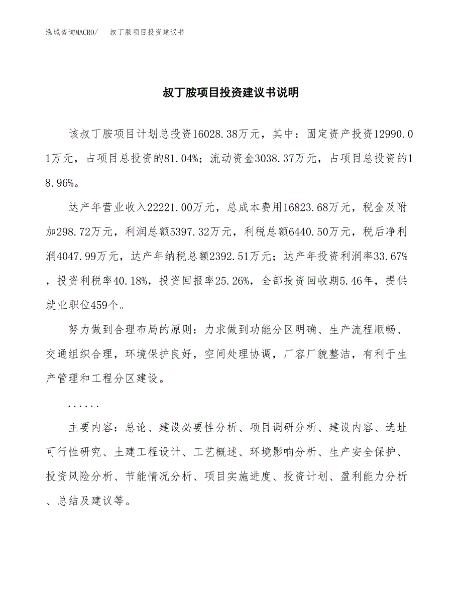 叔丁胺项目投资建议书(总投资16000万元)_第2页