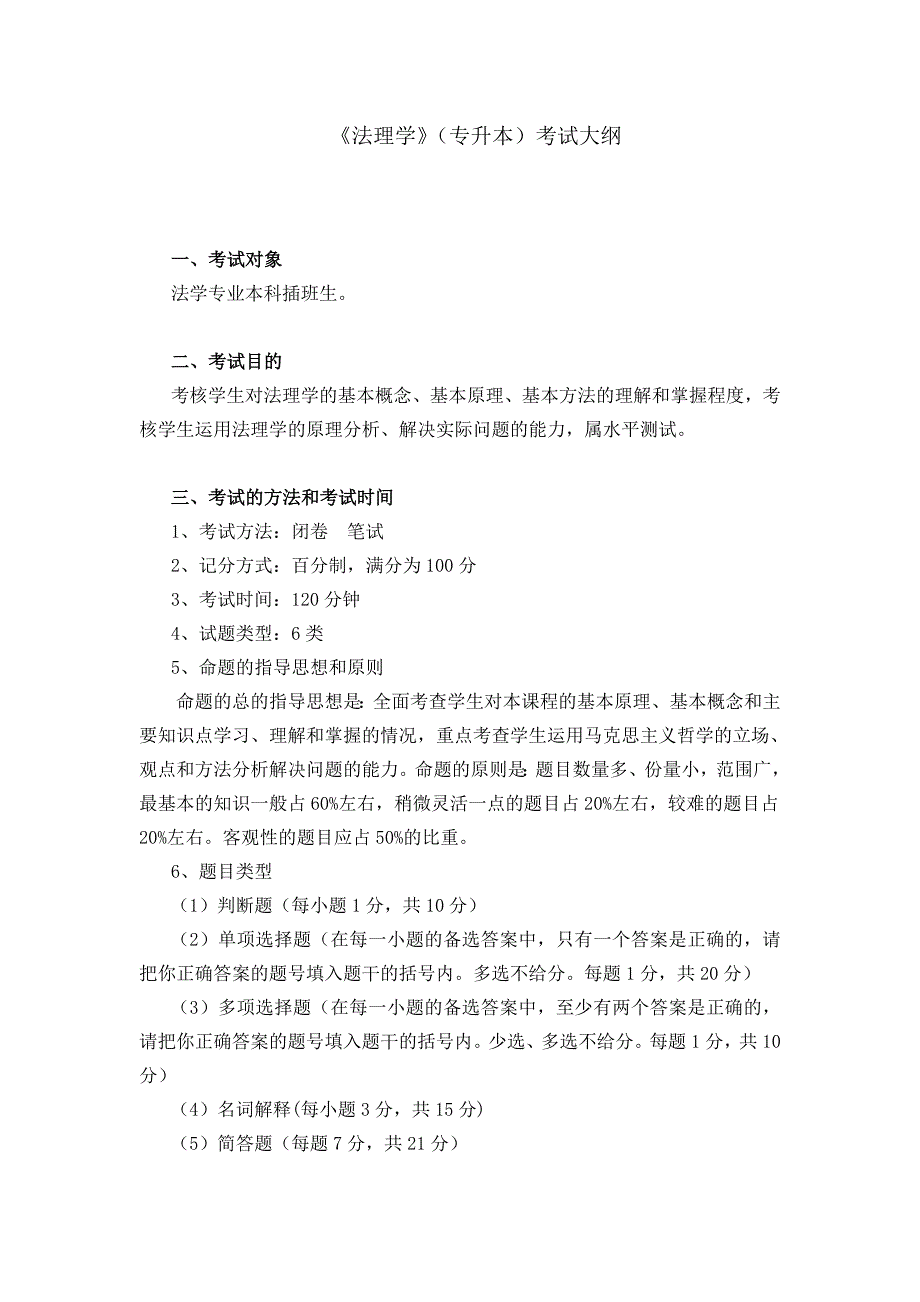 法理学专升本考试大纲_第1页