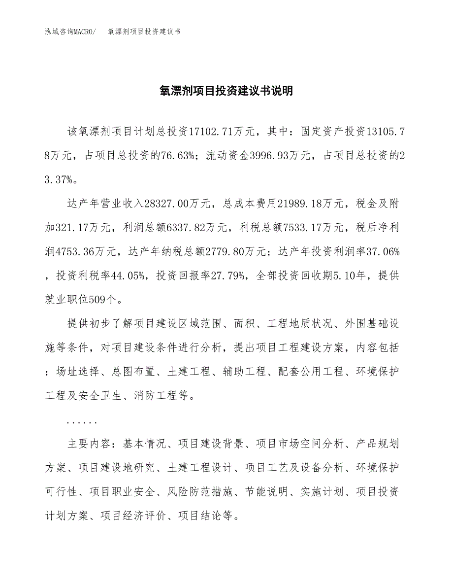 氧漂剂项目投资建议书(总投资17000万元)_第2页