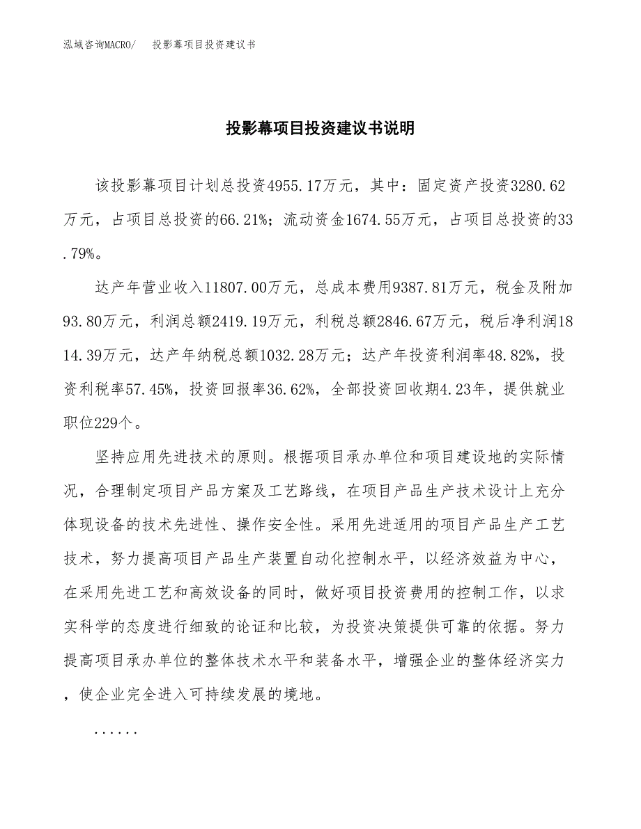 投影幕项目投资建议书(总投资5000万元)_第2页