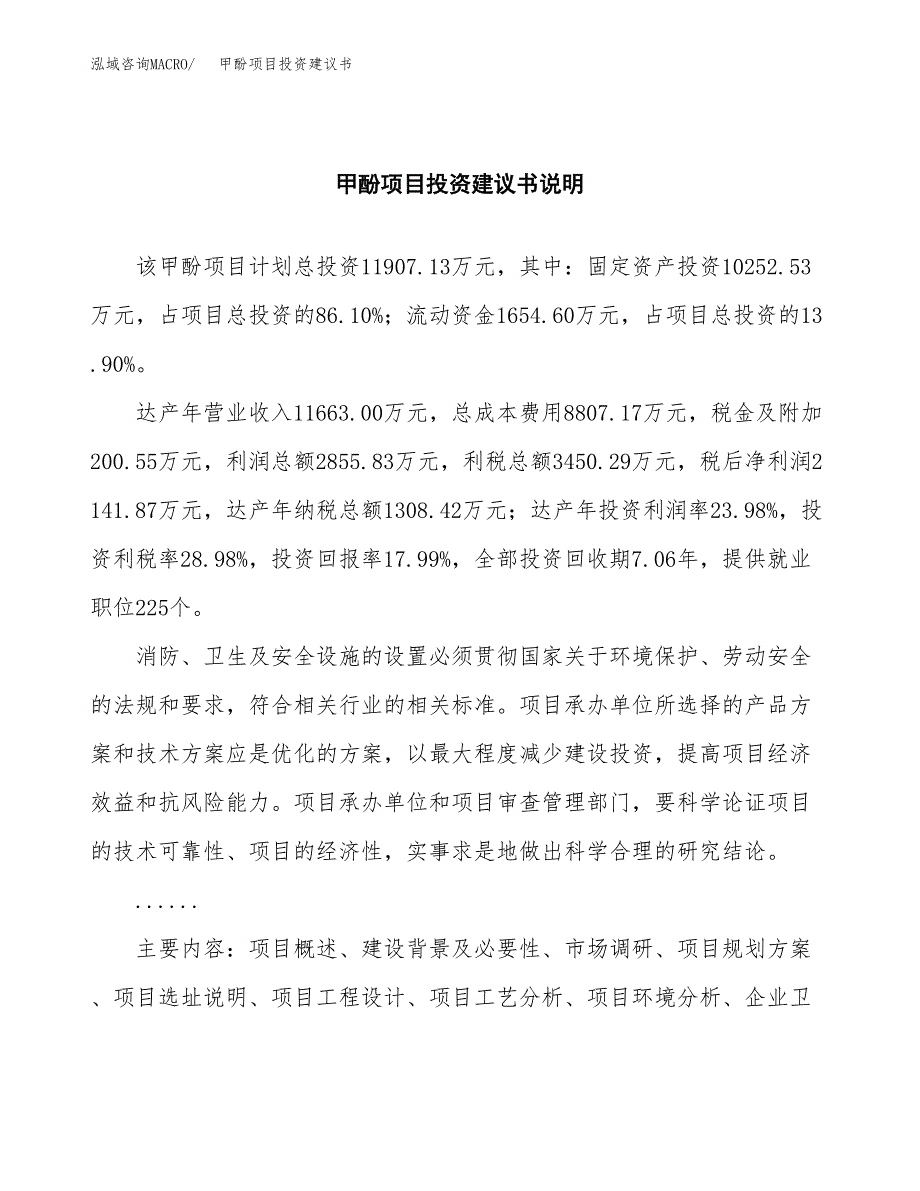 甲酚项目投资建议书(总投资12000万元)_第2页