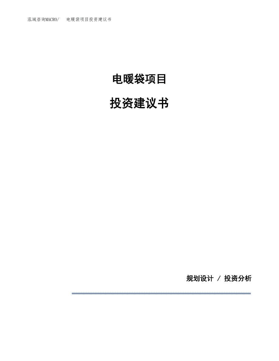 电暖袋项目投资建议书(总投资17000万元)_第1页