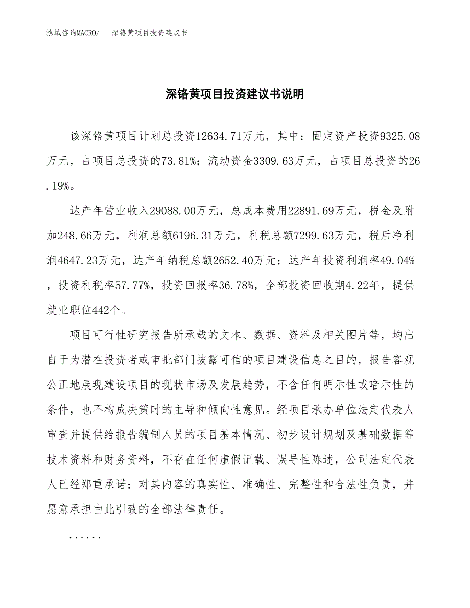 深铬黄项目投资建议书(总投资13000万元)_第2页