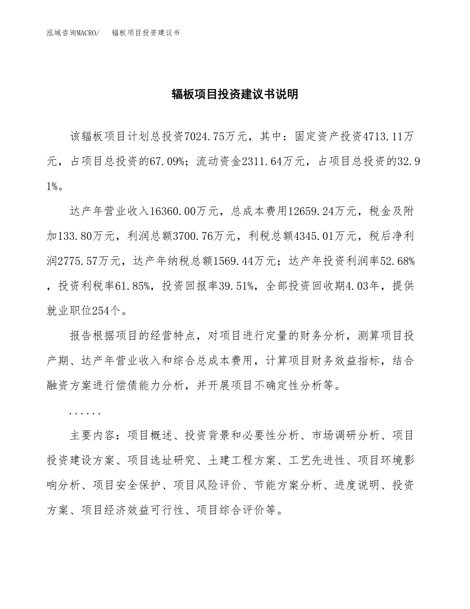 辐板项目投资建议书(总投资7000万元)_第2页