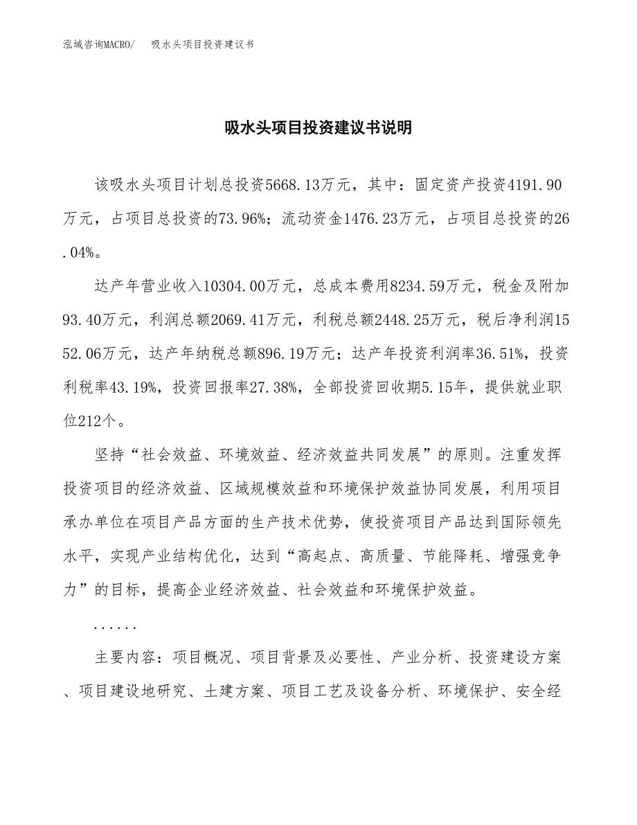 吸水头项目投资建议书(总投资6000万元)_第2页