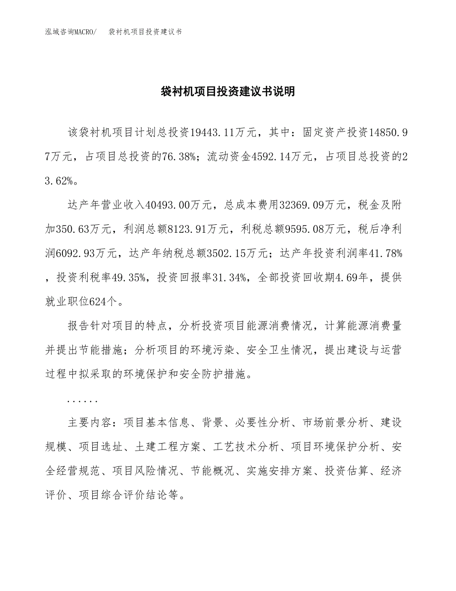 袋衬机项目投资建议书(总投资19000万元)_第2页