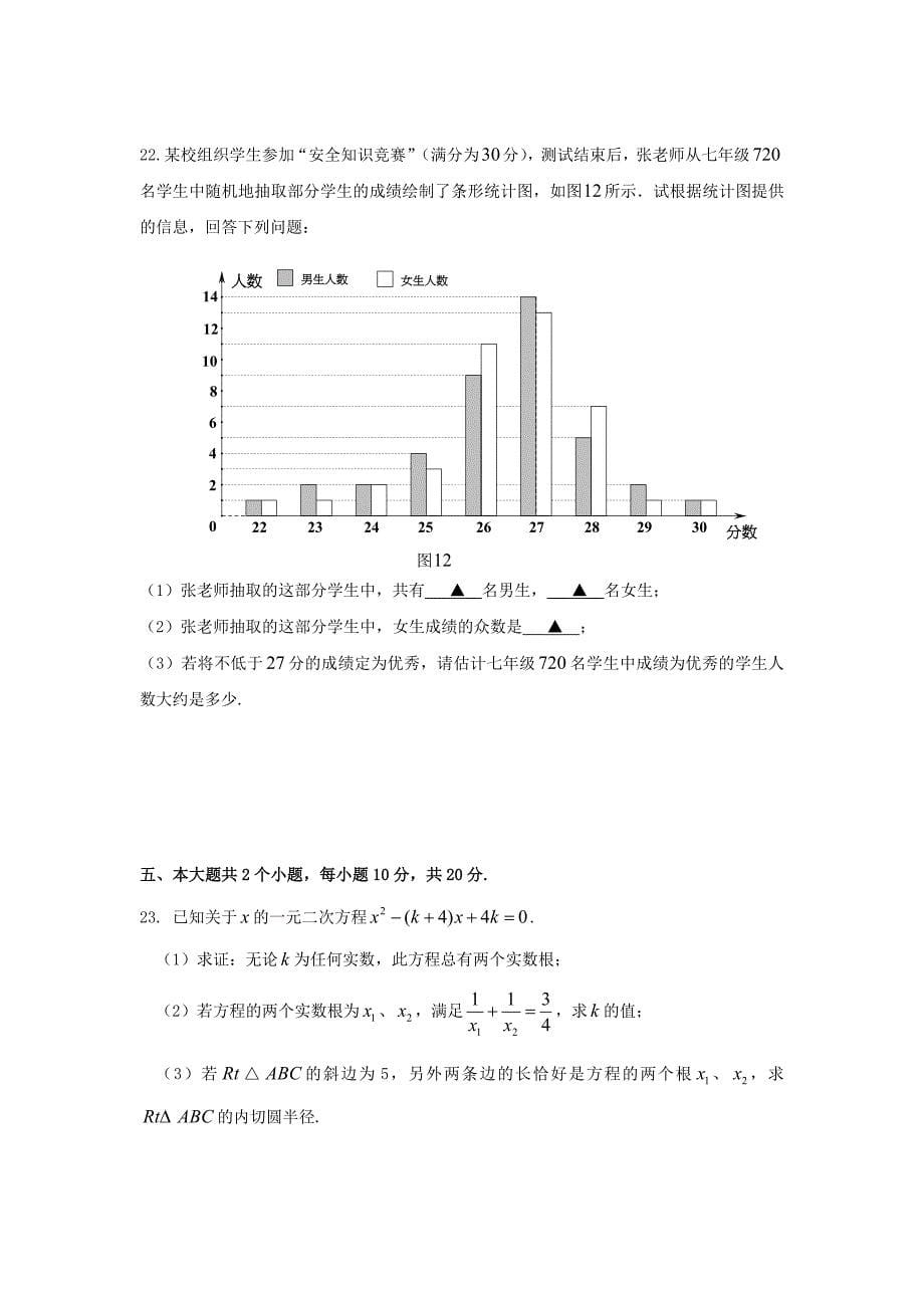 四川省乐山市2019年初中学业水平考试数学试题（含答案）_第5页