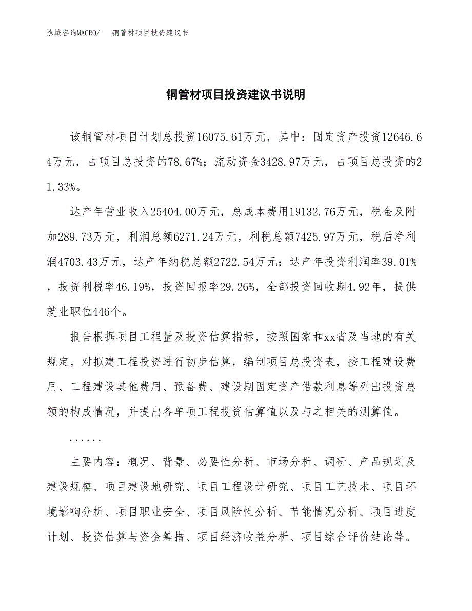 铜管材项目投资建议书(总投资16000万元)_第2页