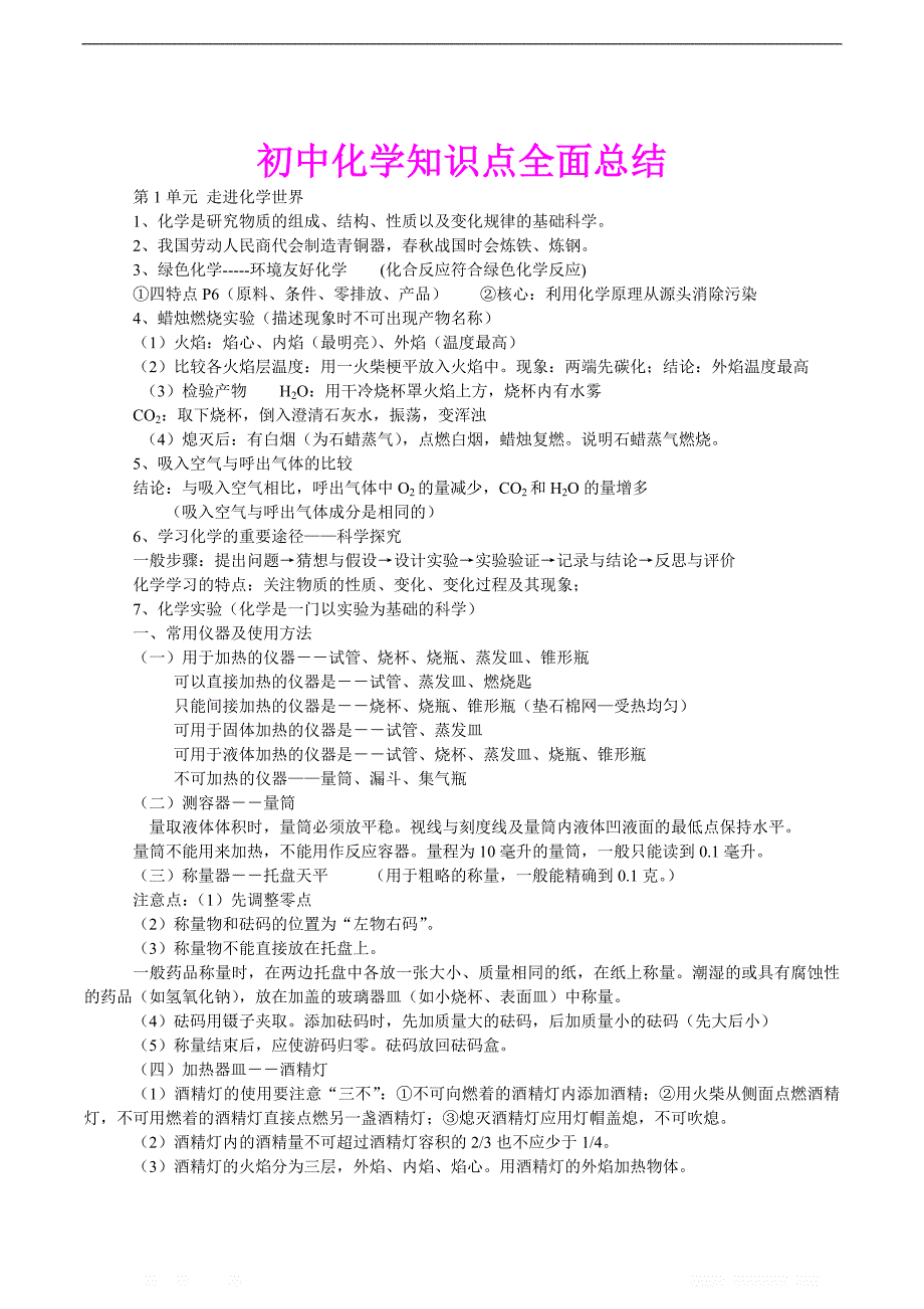 化学_知识点按章节汇总__25页_第1页