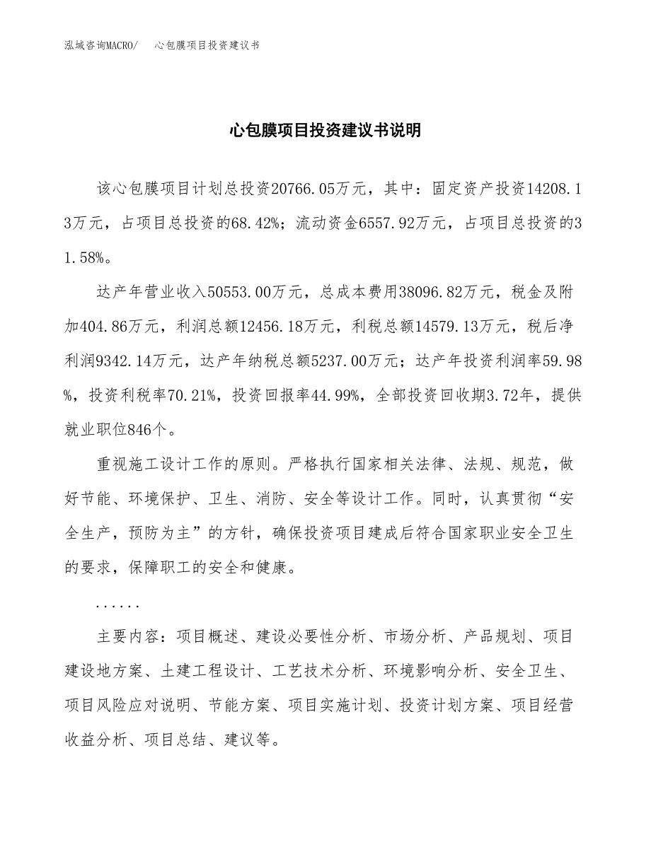 心包膜项目投资建议书(总投资21000万元)_第2页