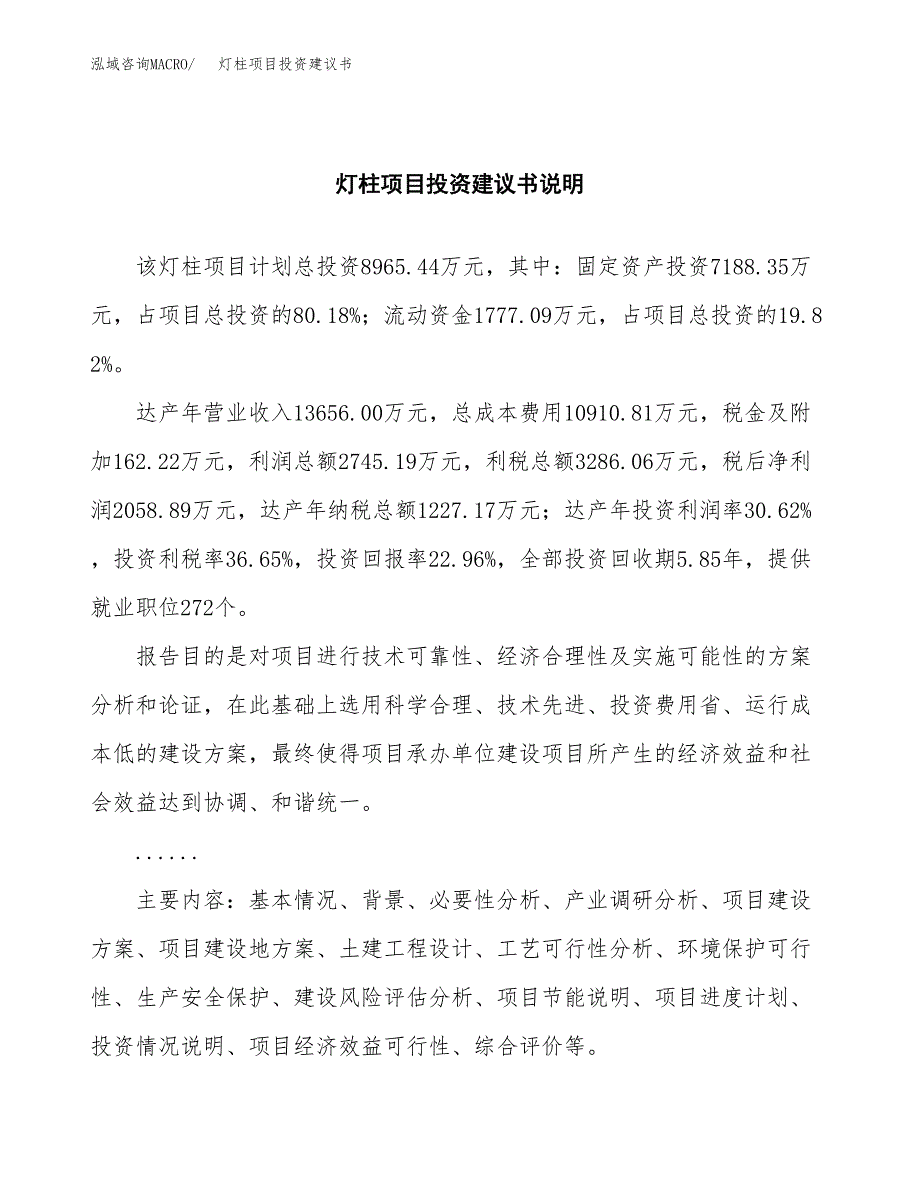 灯柱项目投资建议书(总投资9000万元)_第2页