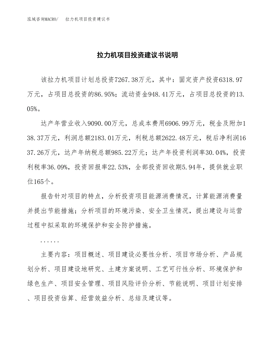 拉力机项目投资建议书(总投资7000万元)_第2页