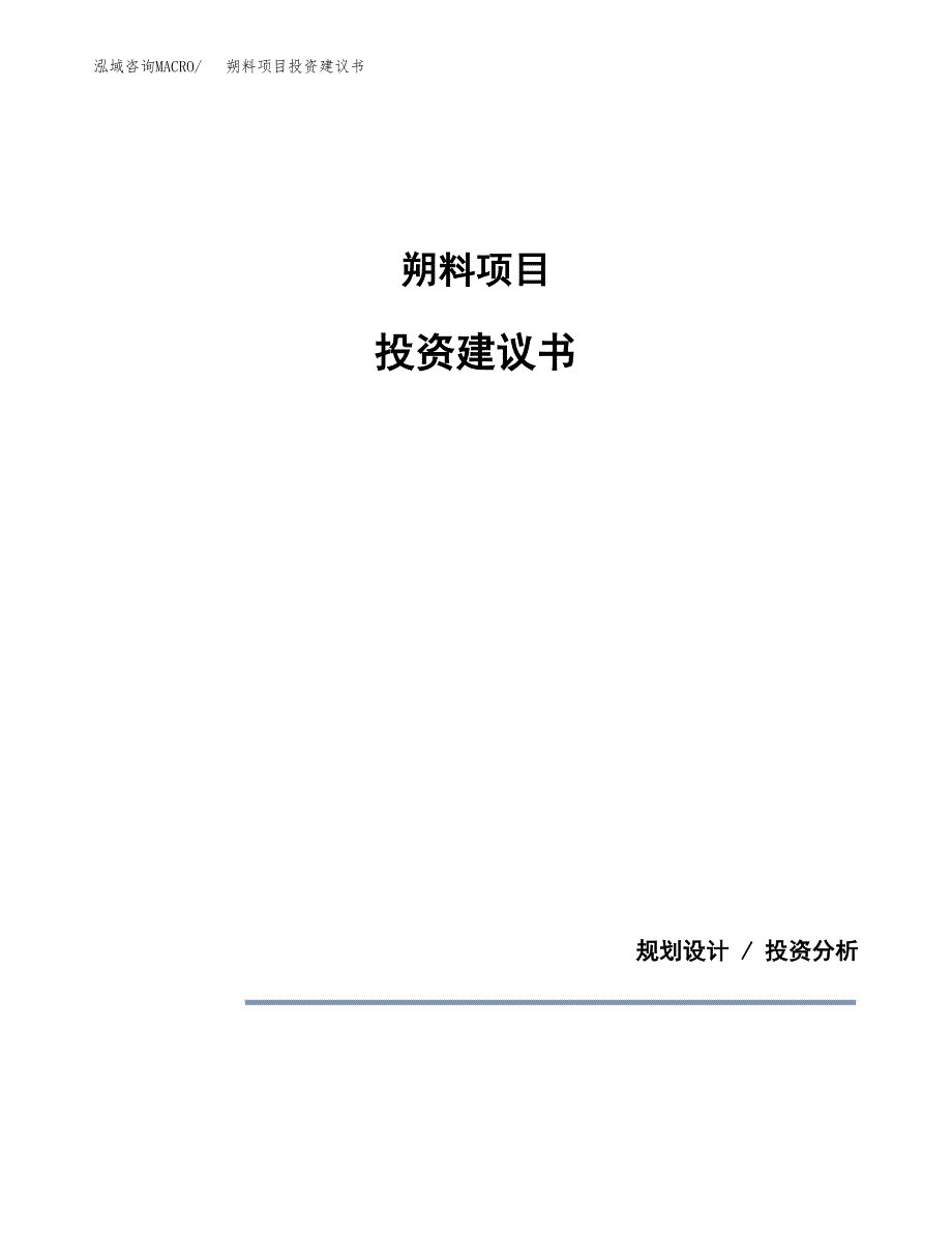 朔料项目投资建议书(总投资5000万元)_第1页