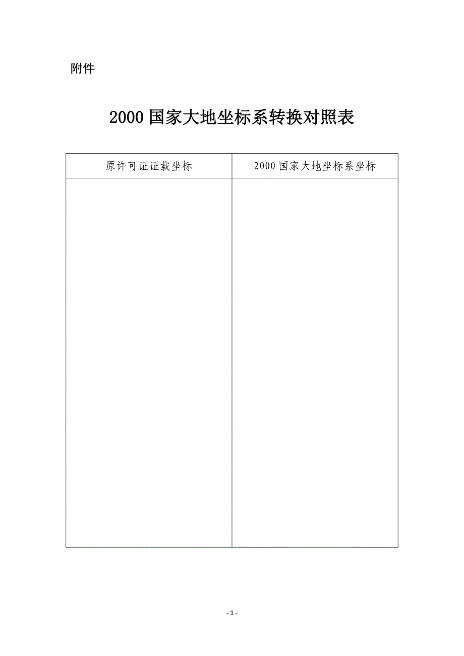 2000国家大地坐标系转换对照表.doc_第1页