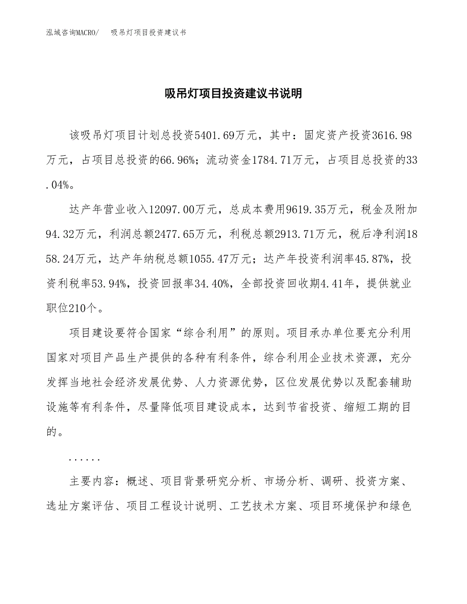 吸吊灯项目投资建议书(总投资5000万元)_第2页