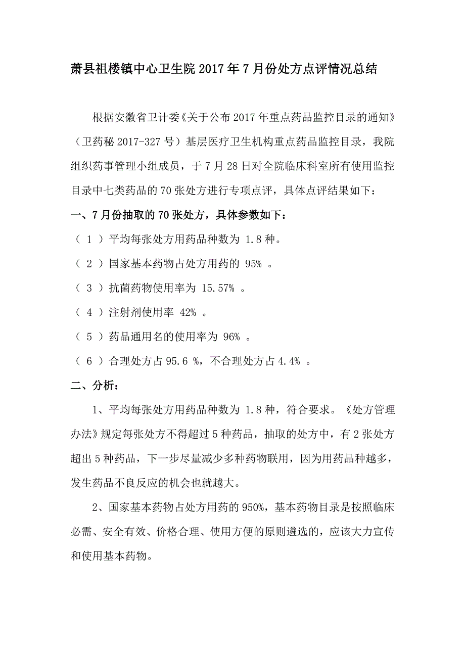 7月份处方点评情况总结_第1页