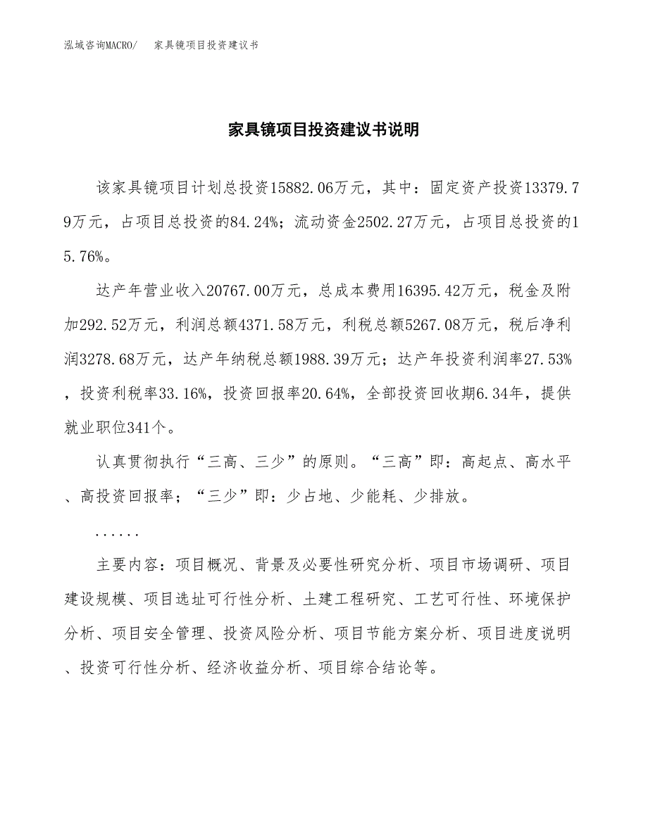 家具镜项目投资建议书(总投资16000万元)_第2页