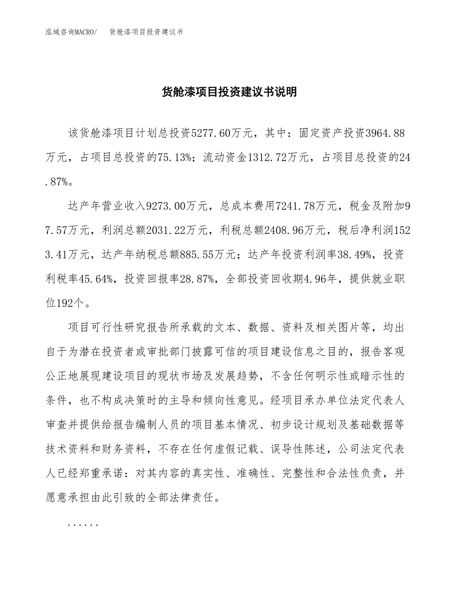 货舱漆项目投资建议书(总投资5000万元)_第2页