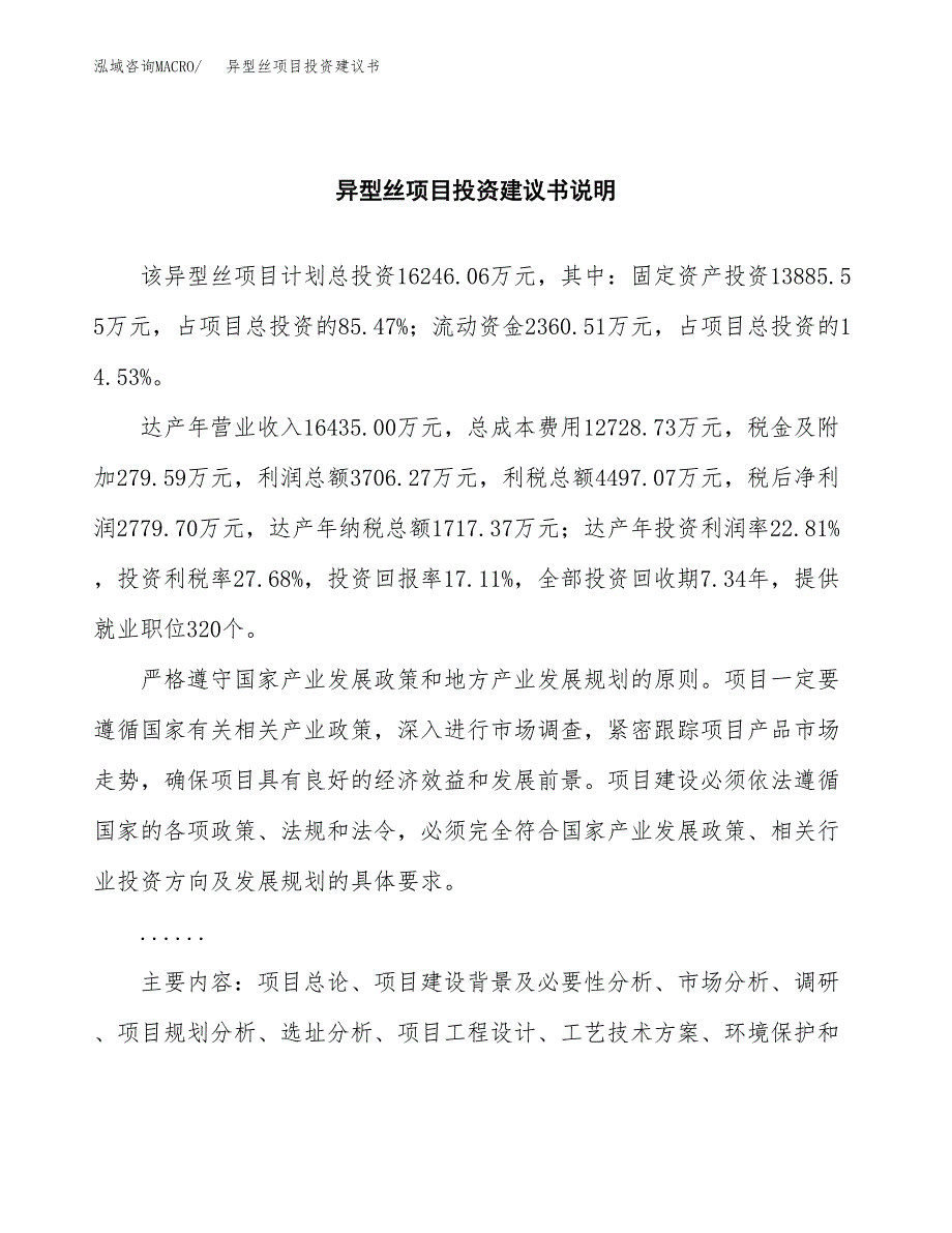 异型丝项目投资建议书(总投资16000万元)_第2页