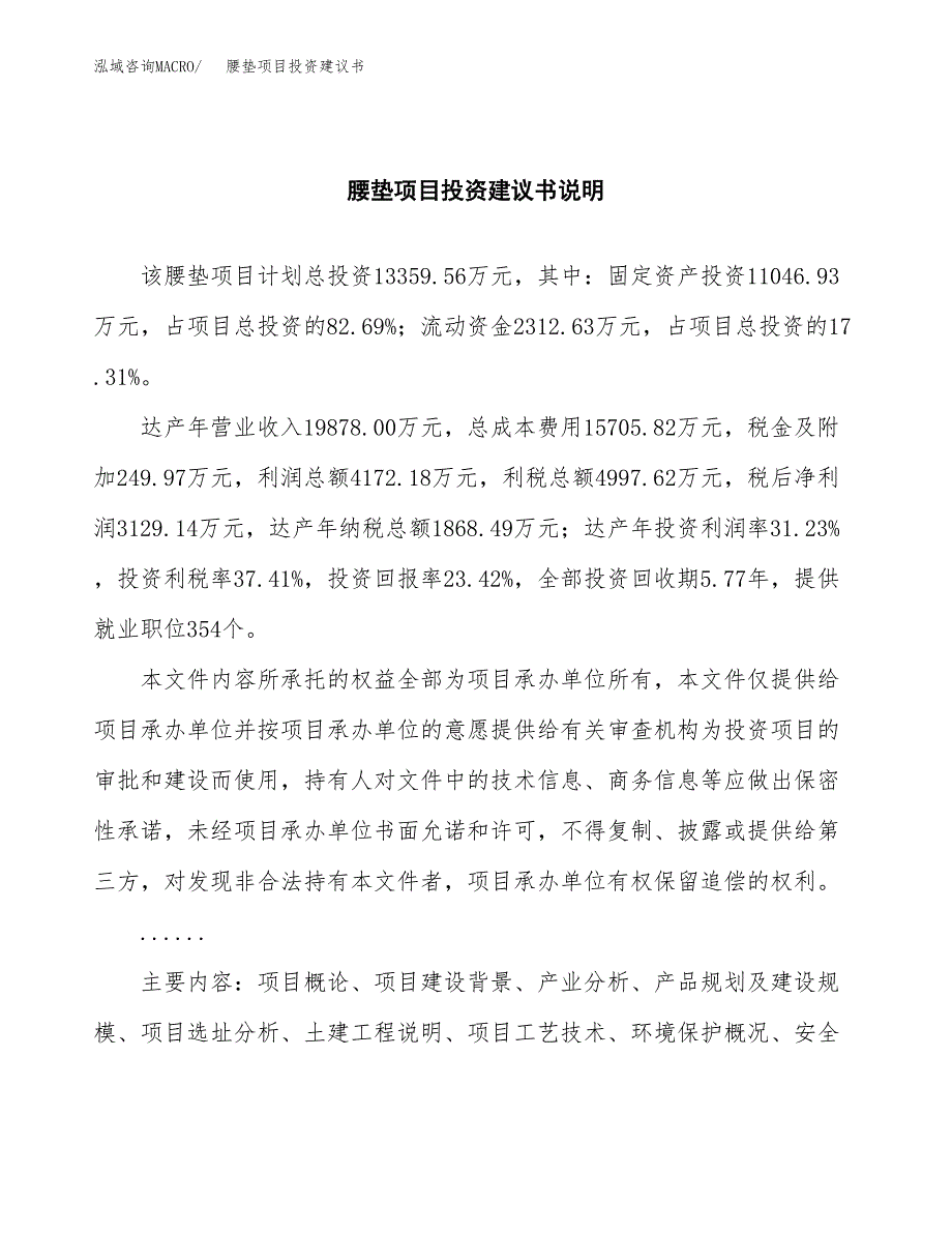 腰垫项目投资建议书(总投资13000万元)_第2页