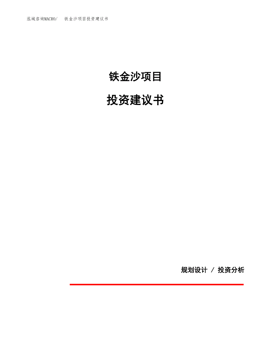 铁金沙项目投资建议书(总投资19000万元)_第1页