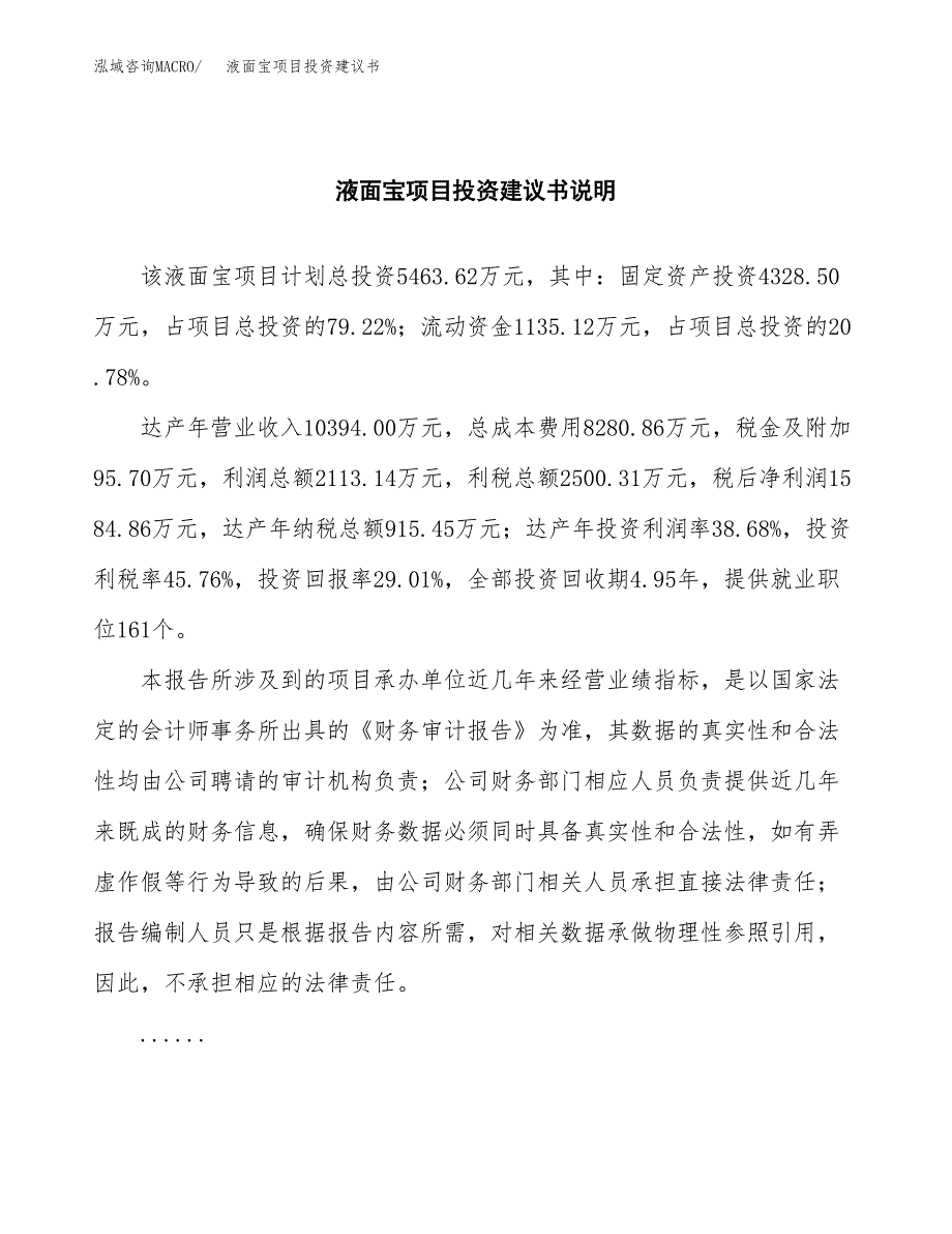 液面宝项目投资建议书(总投资5000万元)_第2页