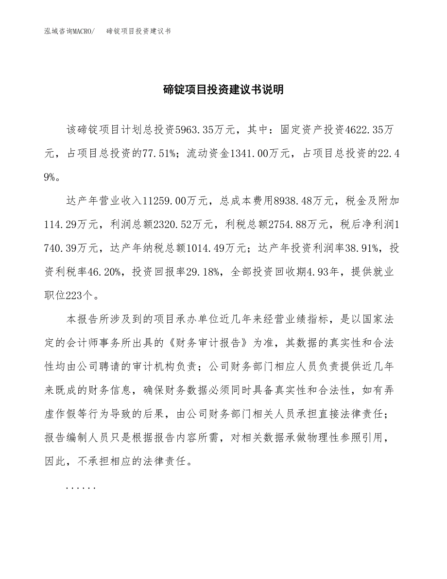 碲锭项目投资建议书(总投资6000万元)_第2页