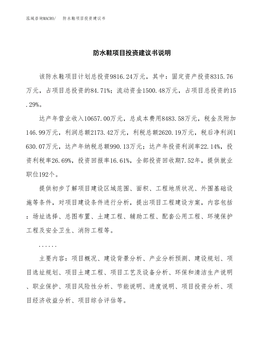 防水鞋项目投资建议书(总投资10000万元)_第2页