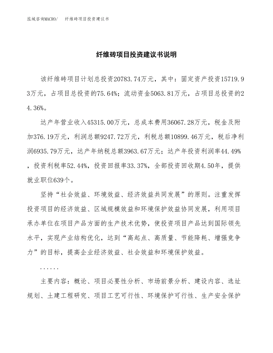 纤维砖项目投资建议书(总投资21000万元)_第2页