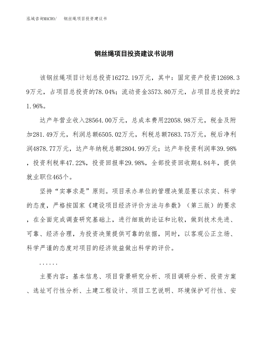 钢丝绳项目投资建议书(总投资16000万元)_第2页