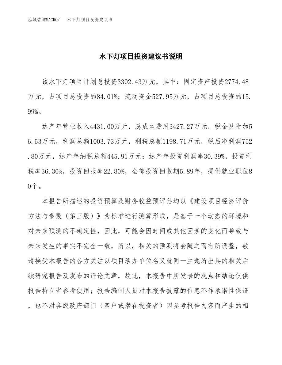 水下灯项目投资建议书(总投资3000万元)_第2页