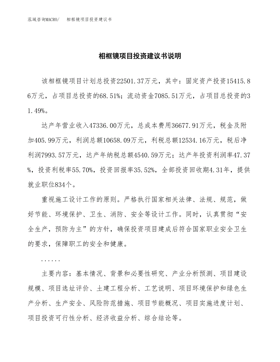 相框镜项目投资建议书(总投资23000万元)_第2页