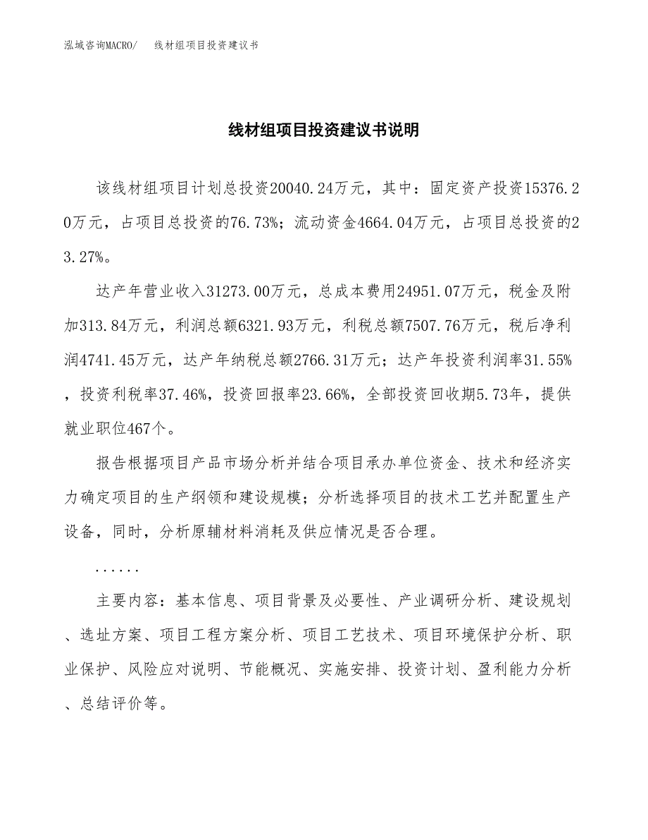 线材组项目投资建议书(总投资20000万元)_第2页