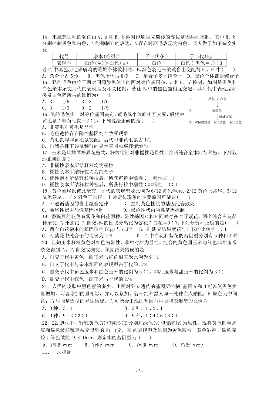 遗传基本定律中的f2特殊性状分离比专题(1)_第3页