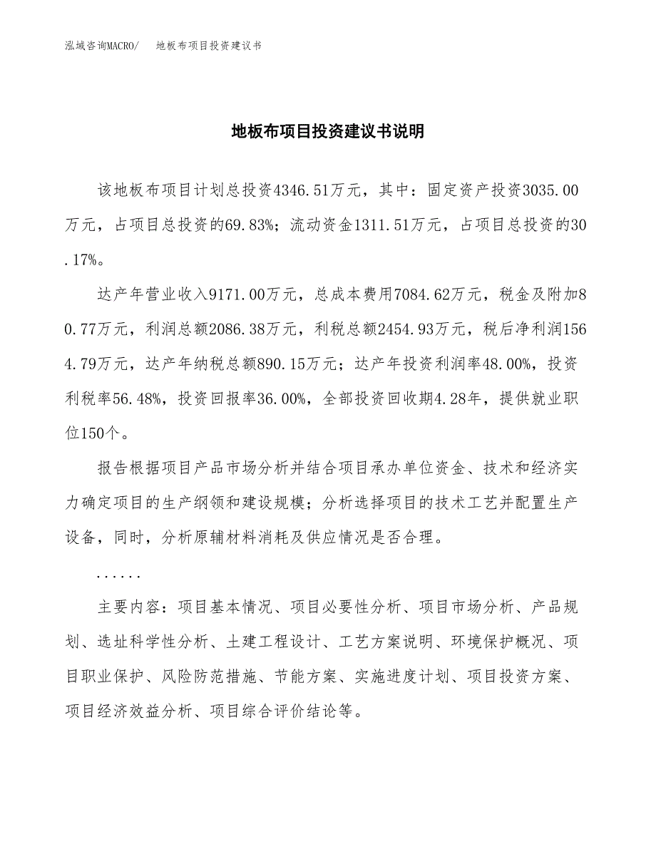 地板布项目投资建议书(总投资4000万元)_第2页