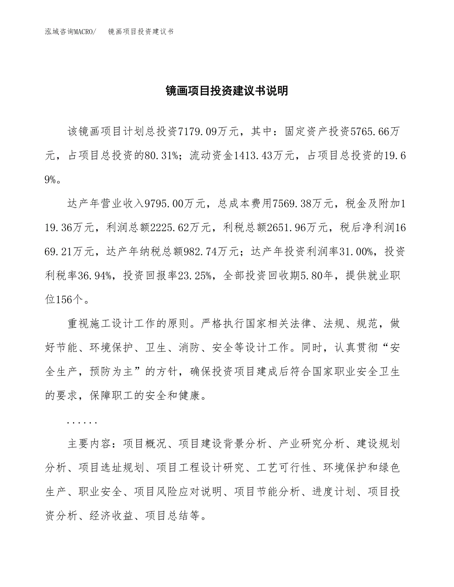 镜画项目投资建议书(总投资7000万元)_第2页