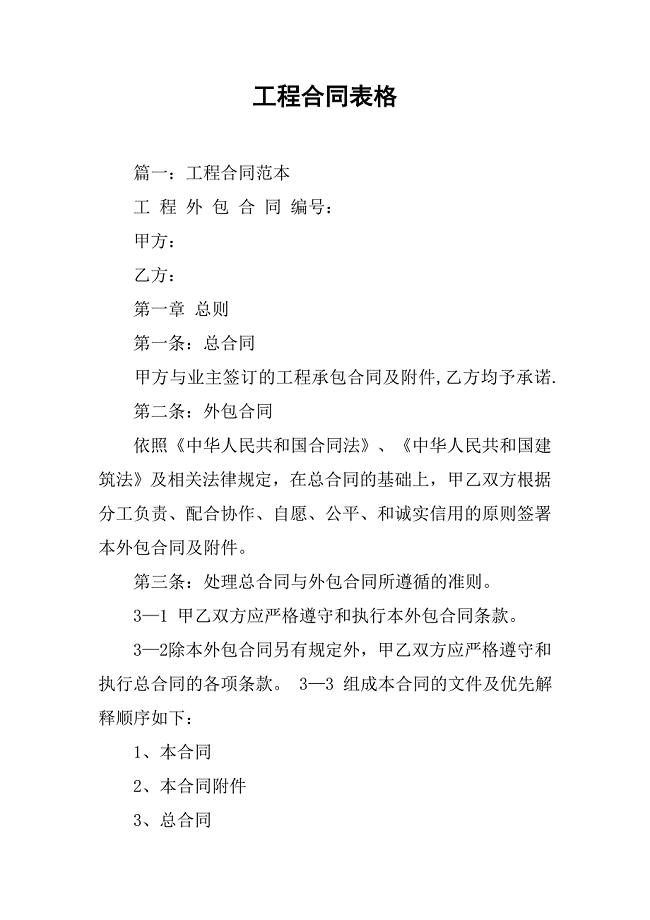 工程合同表格.doc