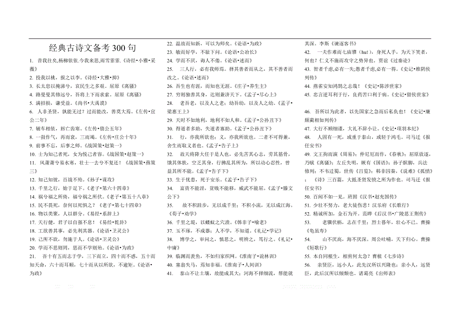 经典古诗文备考300句(1)_第1页