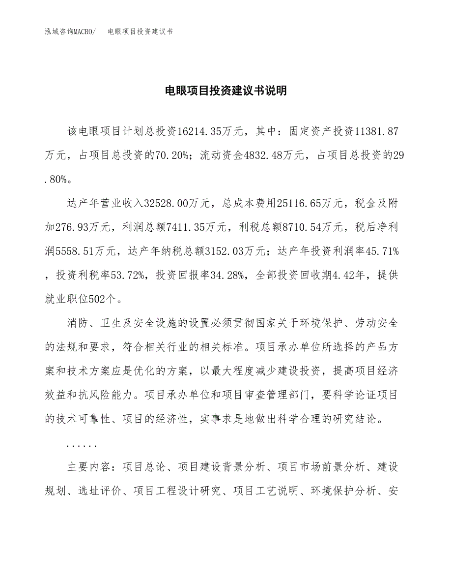 电眼项目投资建议书(总投资16000万元)_第2页