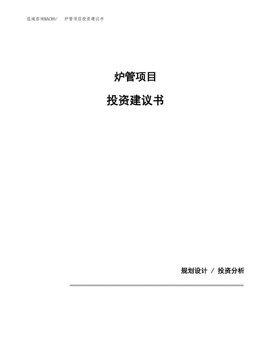 炉管项目投资建议书(总投资10000万元)_第1页