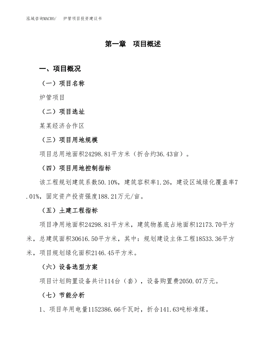 炉管项目投资建议书(总投资10000万元)_第3页