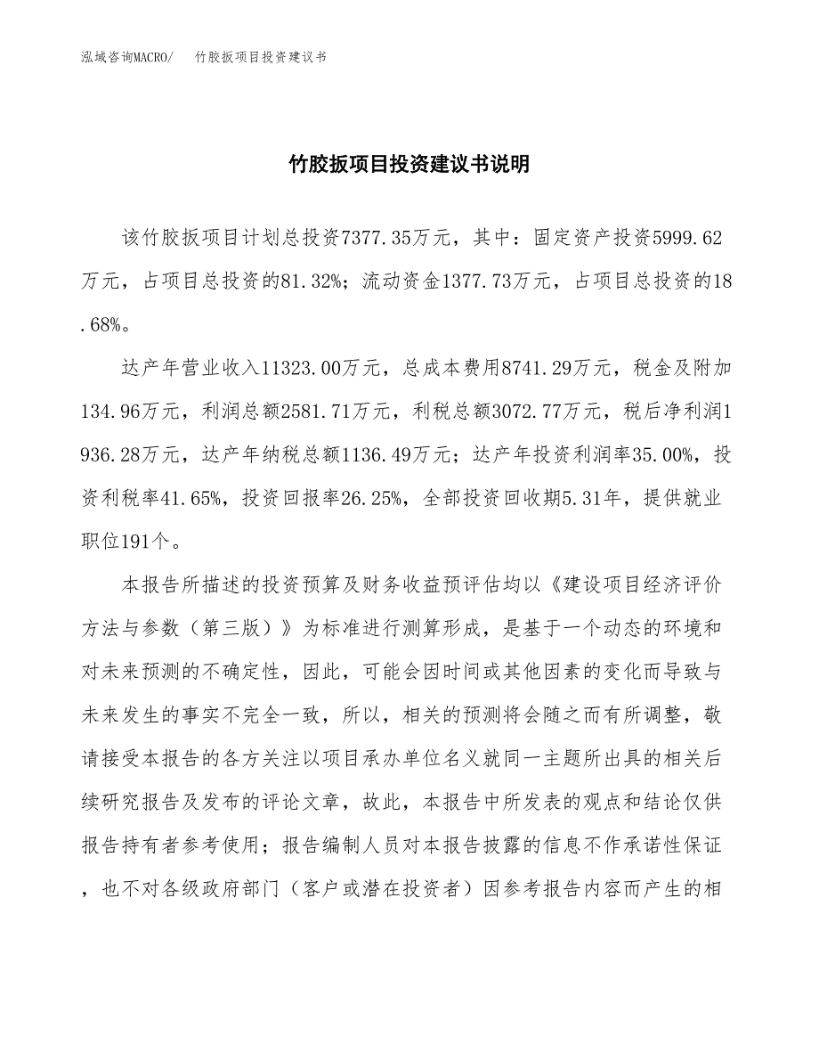 竹胶扳项目投资建议书(总投资7000万元)_第2页