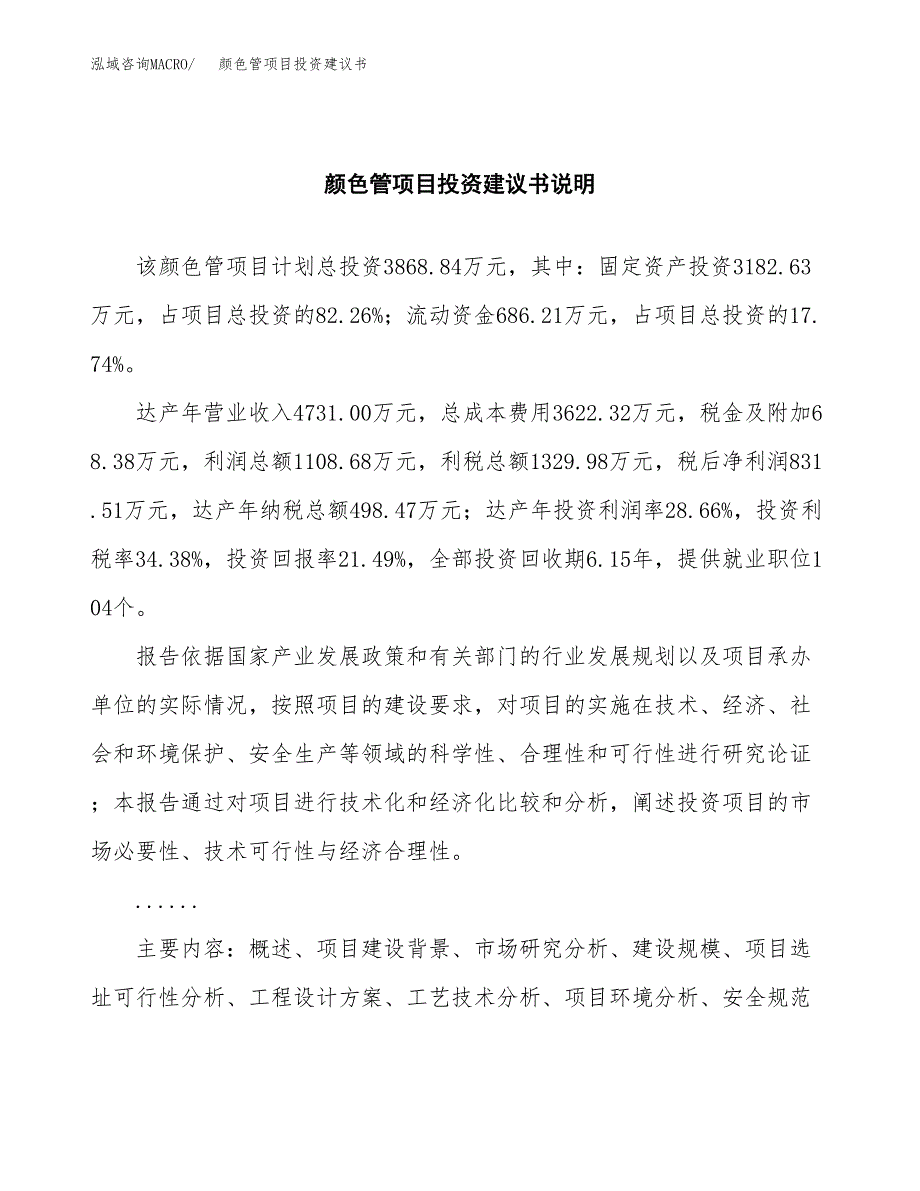 颜色管项目投资建议书(总投资4000万元)_第2页