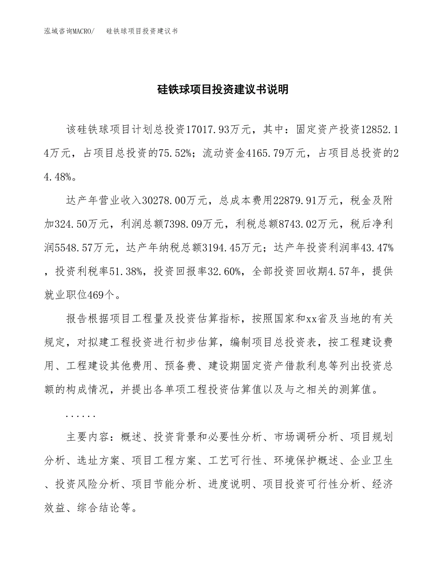 硅铁球项目投资建议书(总投资17000万元)_第2页