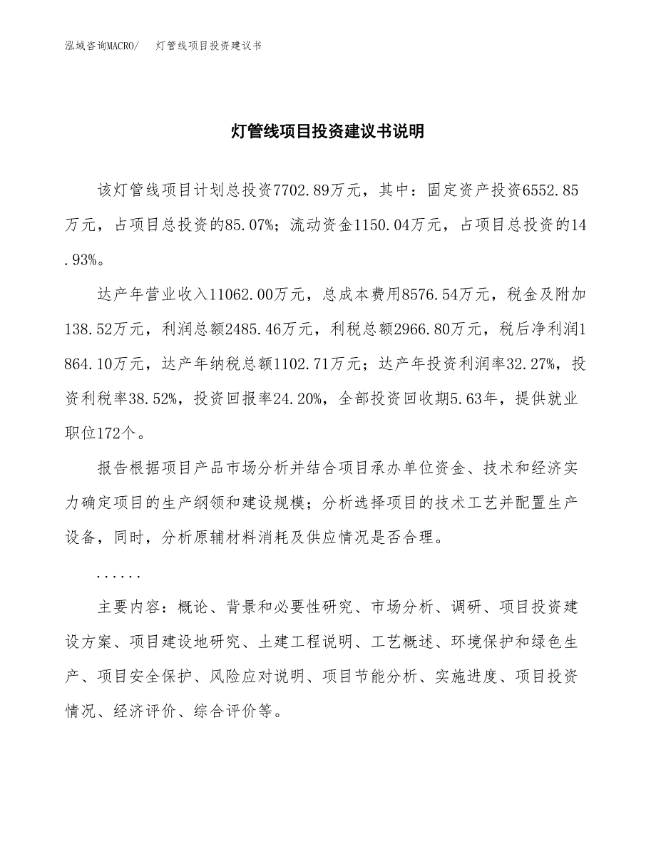 灯管线项目投资建议书(总投资8000万元)_第2页