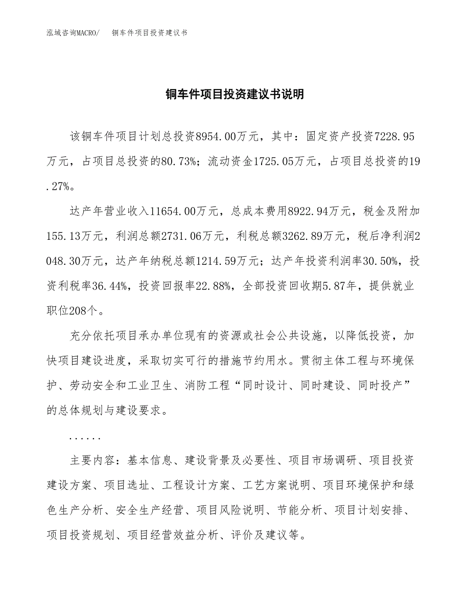 铜车件项目投资建议书(总投资9000万元)_第2页