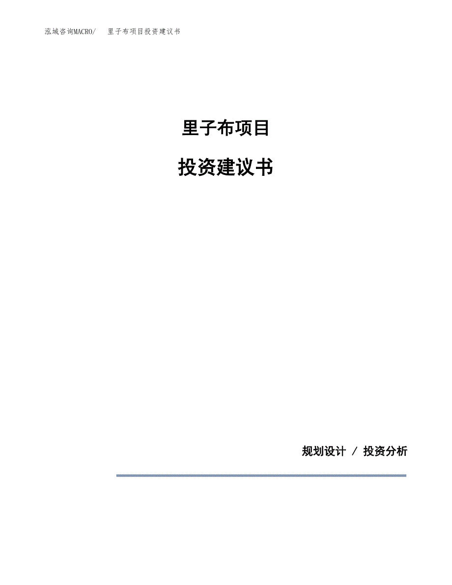 里子布项目投资建议书(总投资21000万元)_第1页