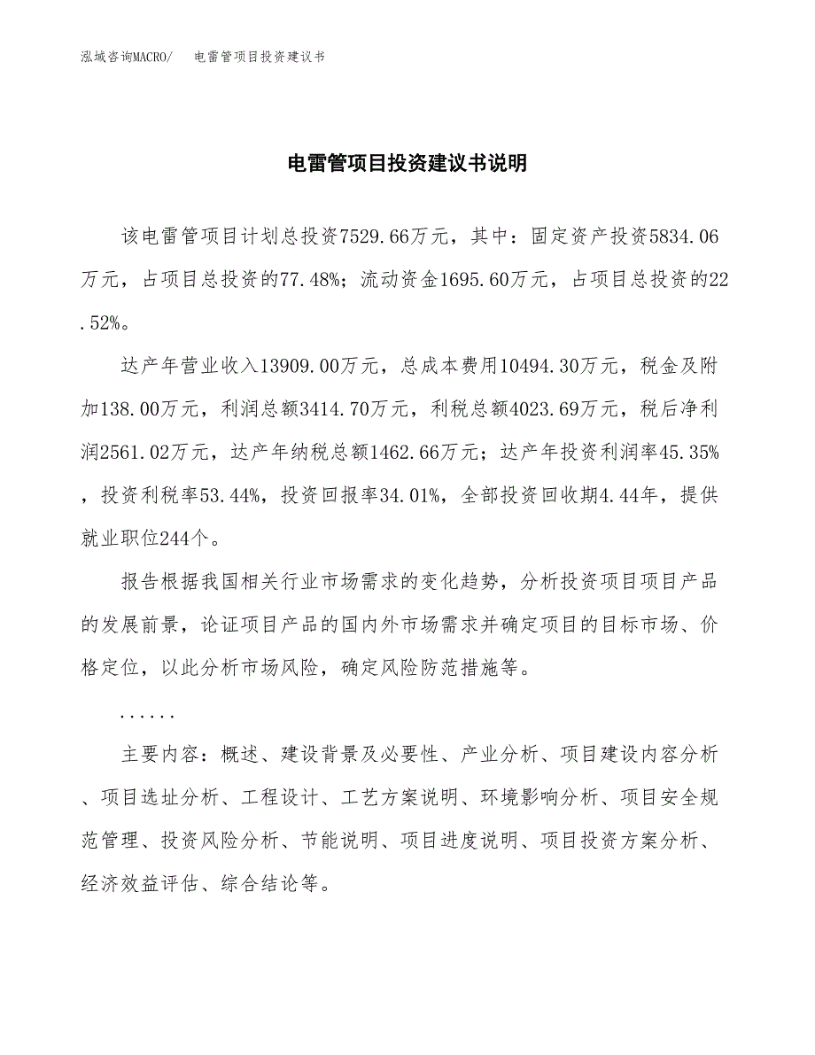 电雷管项目投资建议书(总投资8000万元)_第2页