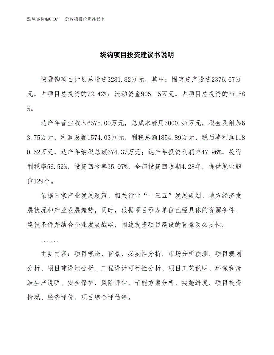 袋钩项目投资建议书(总投资3000万元)_第2页